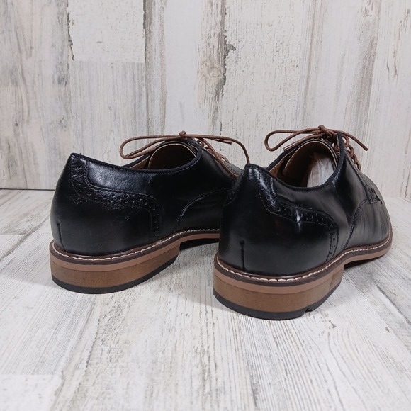 Steve Madden Black Leather Cap Toe Derby Dress Shoes Perforated Detail main image 7